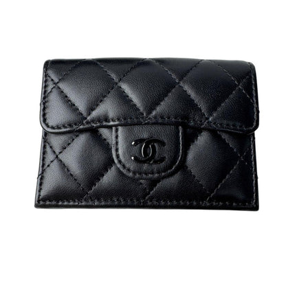 Chanel Quilted CC Logo Compact Wallet So Black
