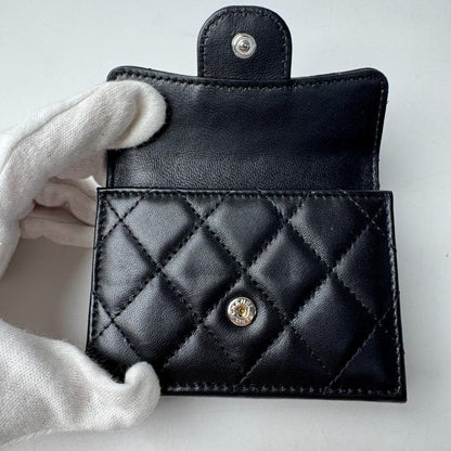 Chanel Quilted CC Logo Compact Wallet So Black — view 6