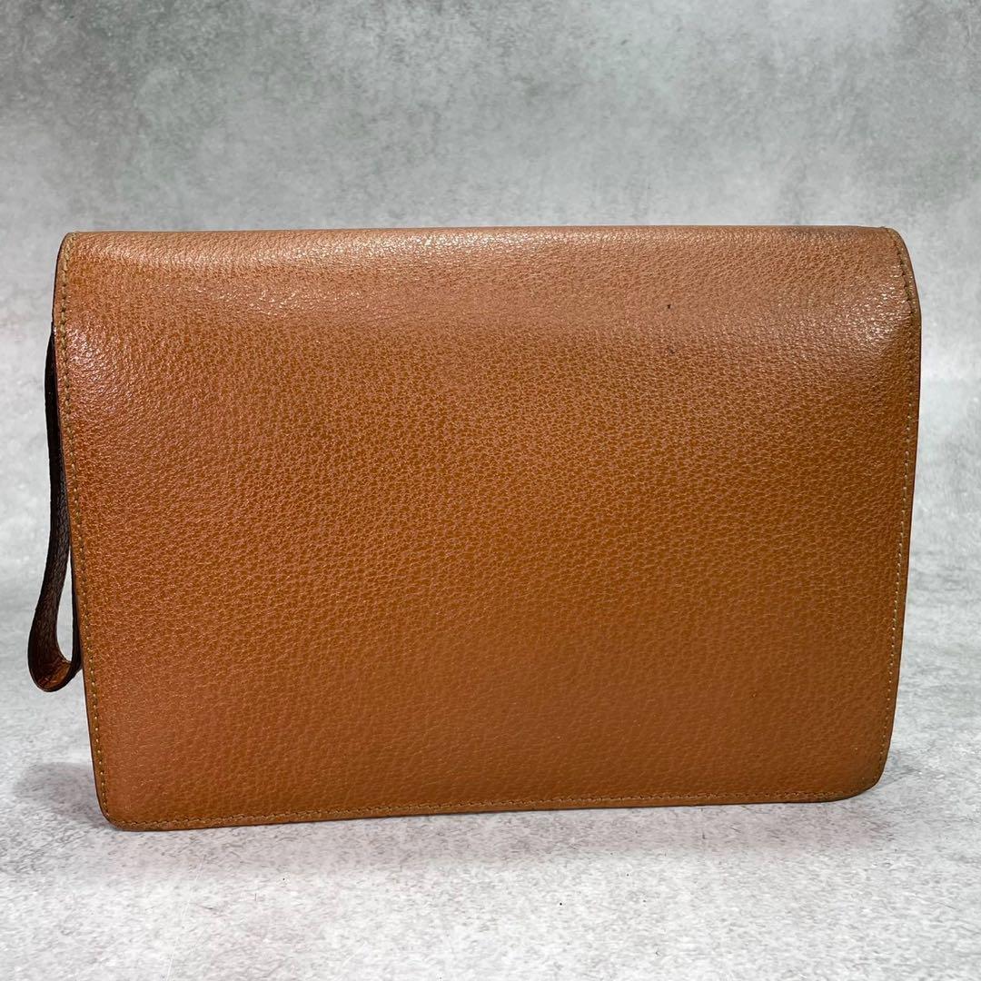Gucci Clutch Brown Leather Logo Gold — view 3