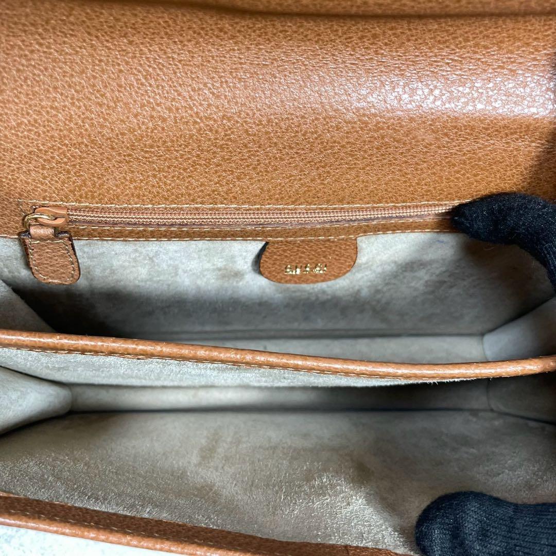 Gucci Clutch Brown Leather Logo Gold — view 5
