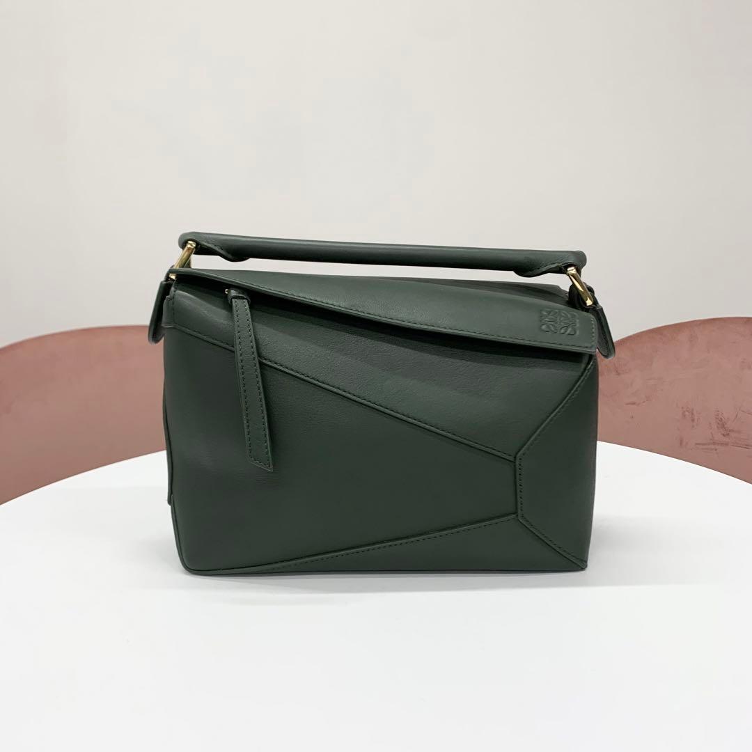 Loewe Puzzle Bag Small Anagram Leather Handbag Green