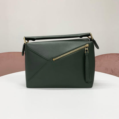 Loewe Puzzle Bag Small Anagram Leather Handbag Green — view 3