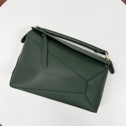 Loewe Puzzle Bag Small Anagram Leather Handbag Green — view 5