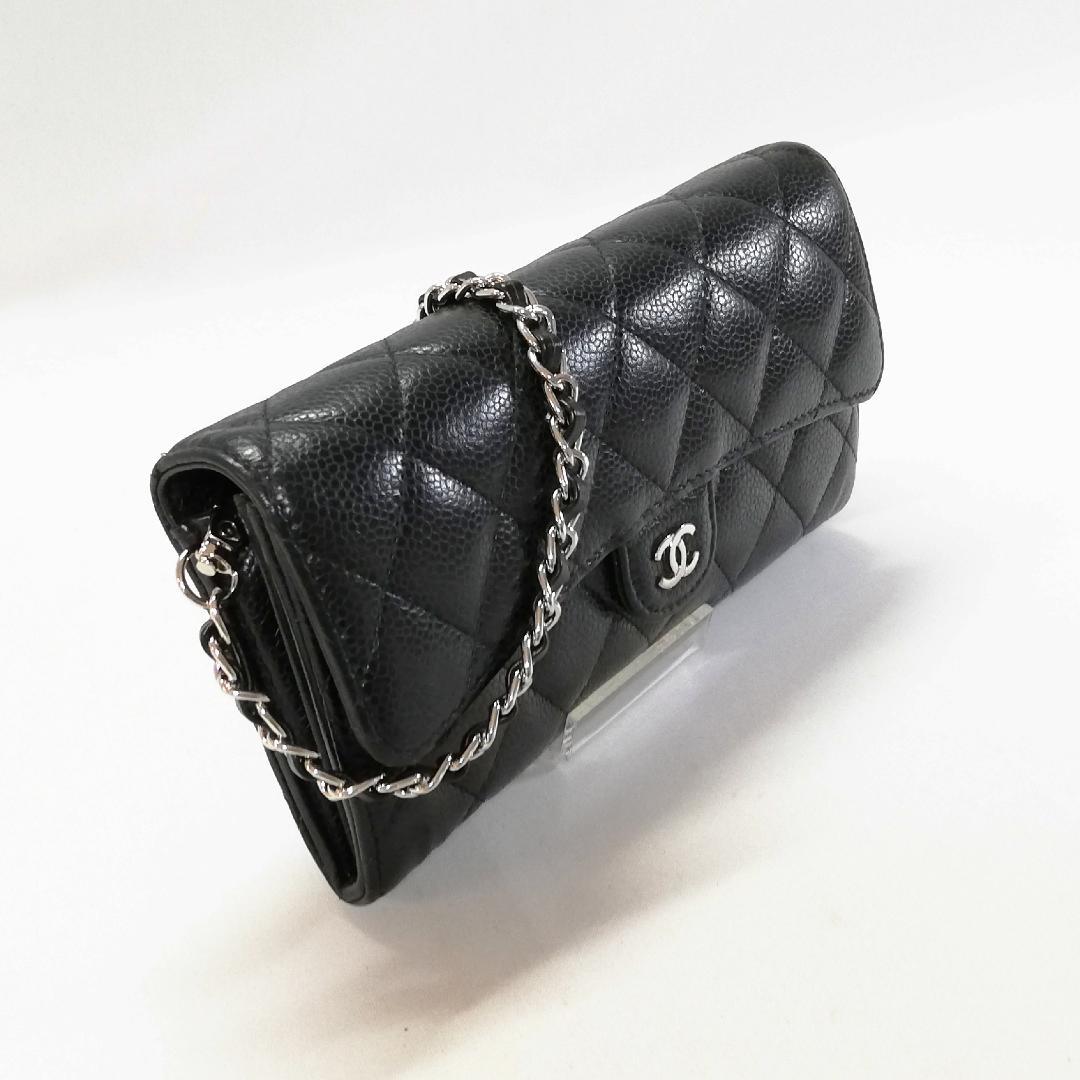 Chanel Caviar Quilted Wallet Black Silver — view 2