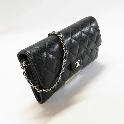 Chanel Caviar Quilted Wallet Black Silver — view 2