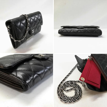 Chanel Caviar Quilted Wallet Black Silver — view 3