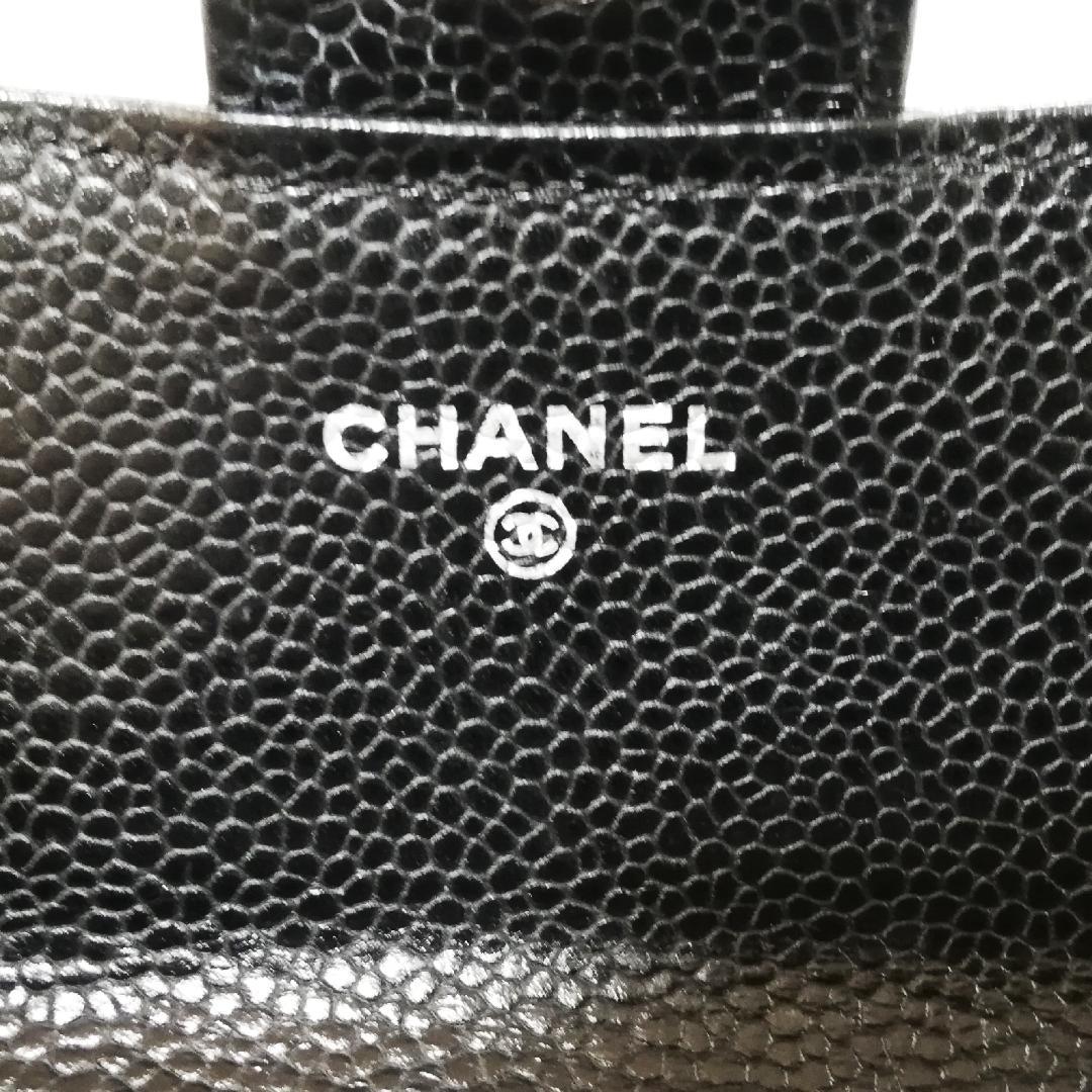 Chanel Caviar Quilted Wallet Black Silver — view 5