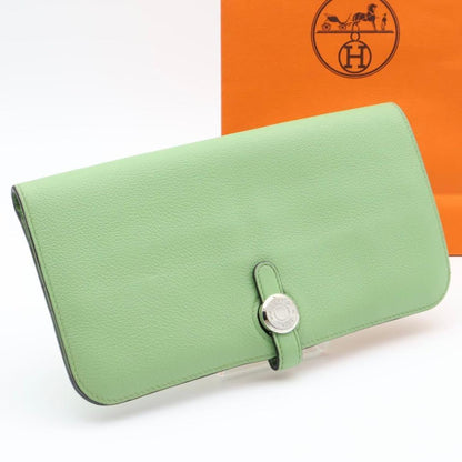 Hermes Dogon Wallet Togo Green Silver