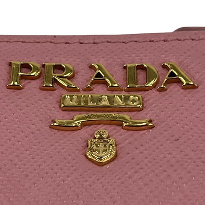 Prada Bifold Wallet with Metal Logo Compact Wallet Saffiano Pink