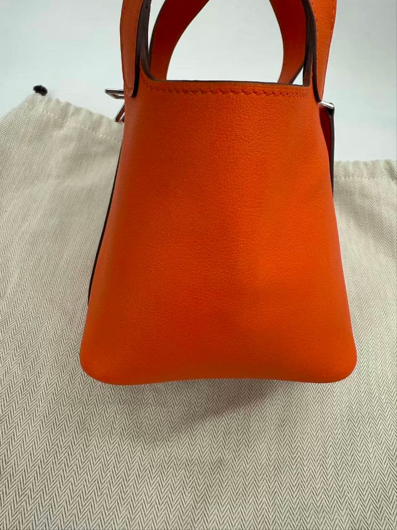 Hermes Picotin Lock Micro Lucky Daisy Orange Handbag — view 3