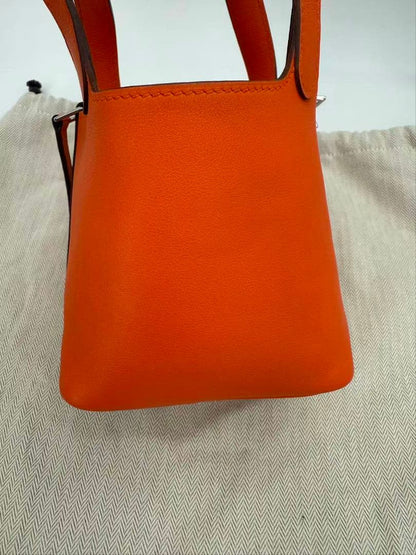 Hermes Picotin Lock Micro Lucky Daisy Orange Handbag — view 4