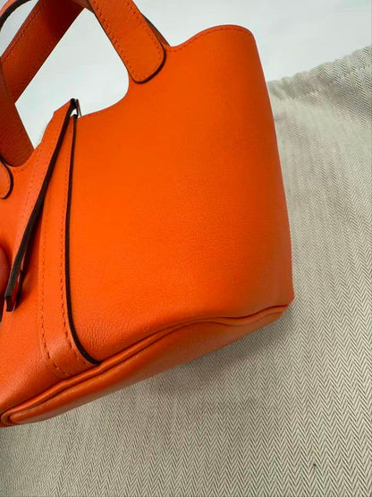Hermes Picotin Lock Micro Lucky Daisy Orange Handbag — view 6