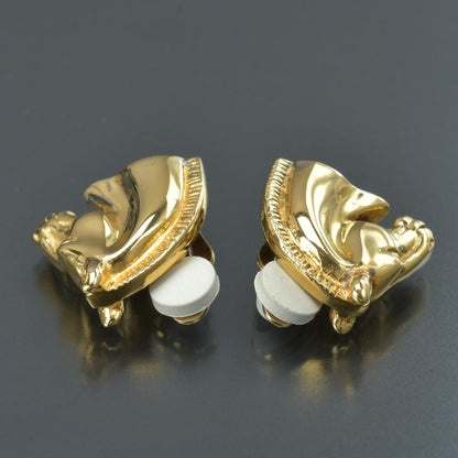 Hermes Cheval Horse Earrings Gold Back