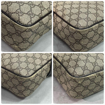 Gucci GG Shoulder Bag Navy Beige Logo Leather — view 9