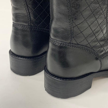 Chanel Cocomark Matelasse Leather Logo Short Boots Black