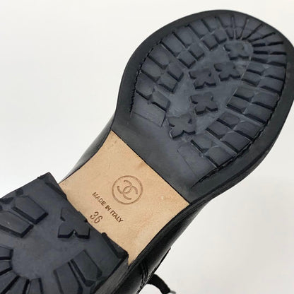 Chanel Cocomark Matelasse Leather Logo Short Boots Black