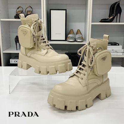 Prada Monolith Triangle Logo Re-Nylon Boots