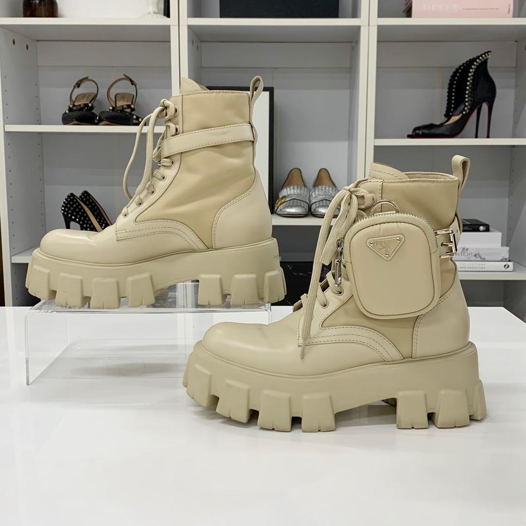 Prada Monolith Triangle Logo Re-Nylon Boots — view 2