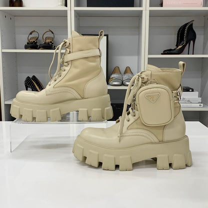 Prada Monolith Triangle Logo Re-Nylon Boots — view 2