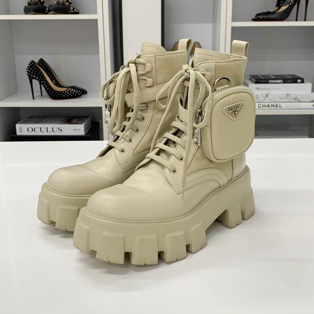 Prada Monolith Triangle Logo Re-Nylon Boots — view 3