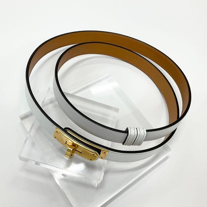 Hermes Veau Epsom Kelly 18 Belt White Gold