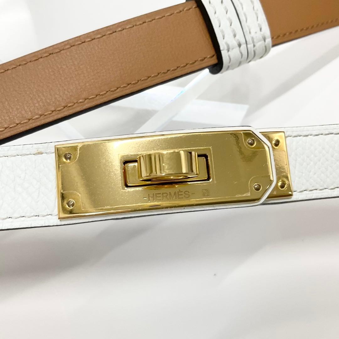 Hermes Veau Epsom Kelly 18 Belt White Gold — view 5