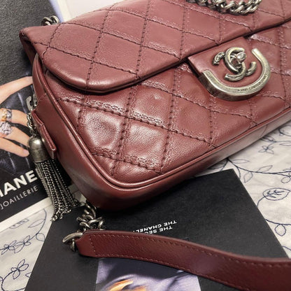 Chanel Double Flap Quilted Fringe Bag