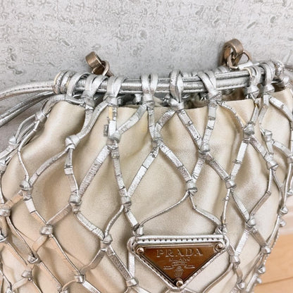 Prada Mesh Shoulder Bag Silver Braid — view 6