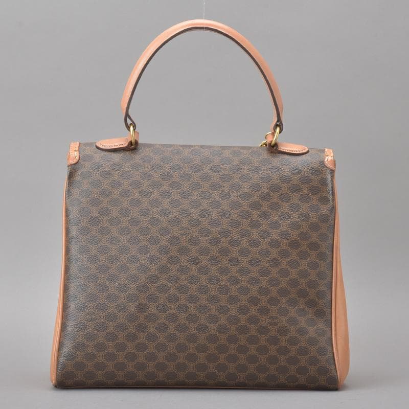 Celine◇ Macadam Handbag Mantel Chain Ring Hardware Leather Brown