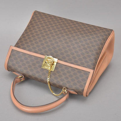 Celine◇ Macadam Handbag Mantel Chain Ring Hardware Leather Brown