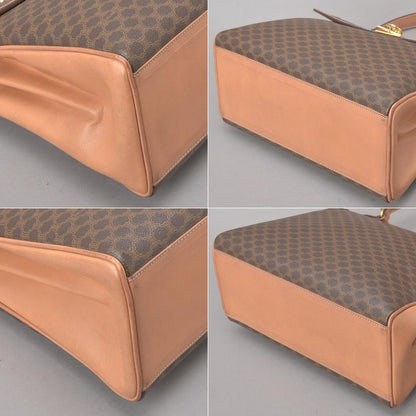 Celine◇ Macadam Handbag Mantel Chain Ring Hardware Leather Brown