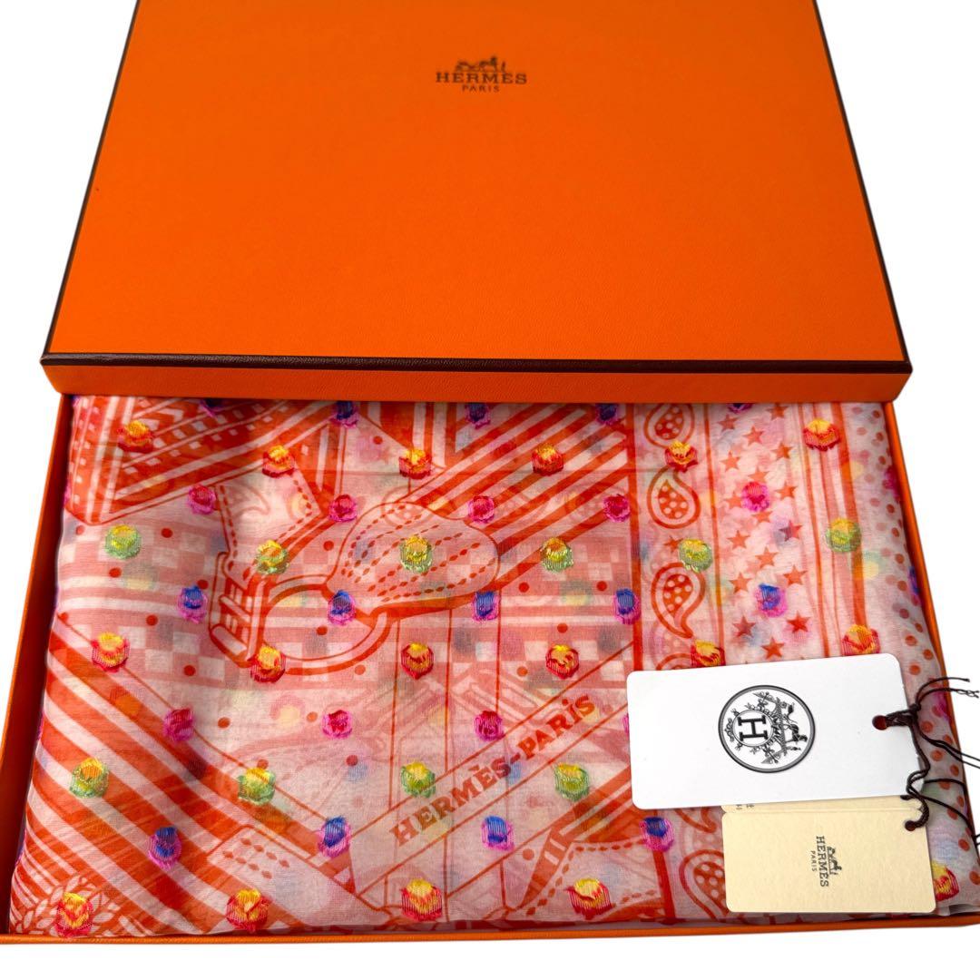 Hermes Carre 60 Zigzag Sangles Rainbow Dot Scarf