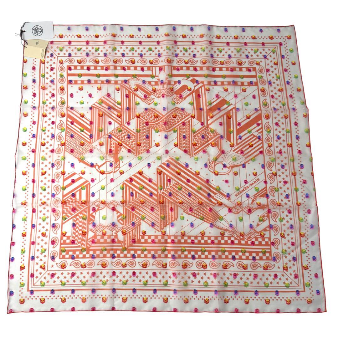 Hermes Carre 60 Zigzag Sangles Rainbow Dot Scarf — view 2