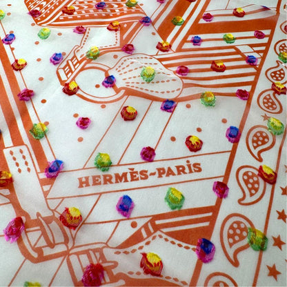 Hermes Carre 60 Zigzag Sangles Rainbow Dot Scarf — view 4