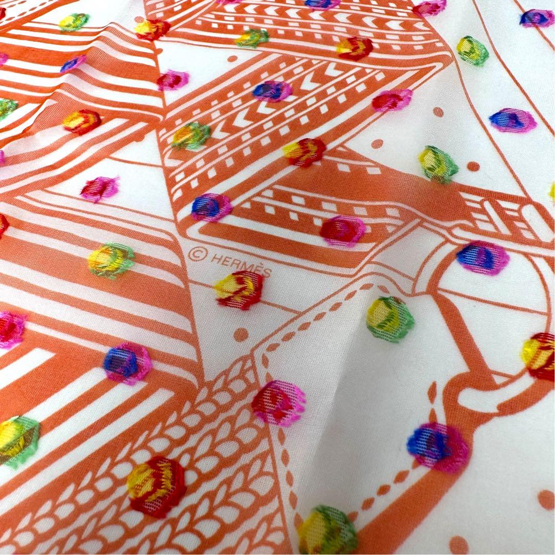 Hermes Carre 60 Zigzag Sangles Rainbow Dot Scarf — view 5