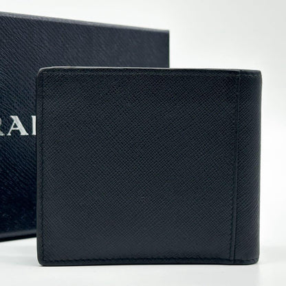 Prada Saffiano Bifold Compact Billfold Black Slim Wallet — view 3