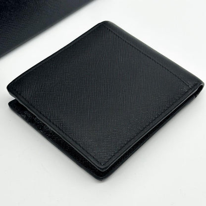 Prada Saffiano Bifold Compact Billfold Black Slim Wallet — view 5