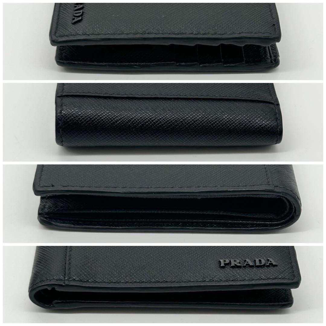 Prada Saffiano Bifold Compact Billfold Black Slim Wallet — view 6