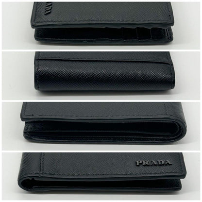 Prada Saffiano Bifold Compact Billfold Black Slim Wallet — view 6
