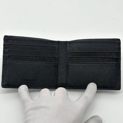 Prada Saffiano Bifold Compact Billfold Black Slim Wallet — view 8