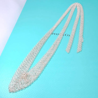 Close To Tiffany & Co Mesh Scarf Necklace In 925 Silver