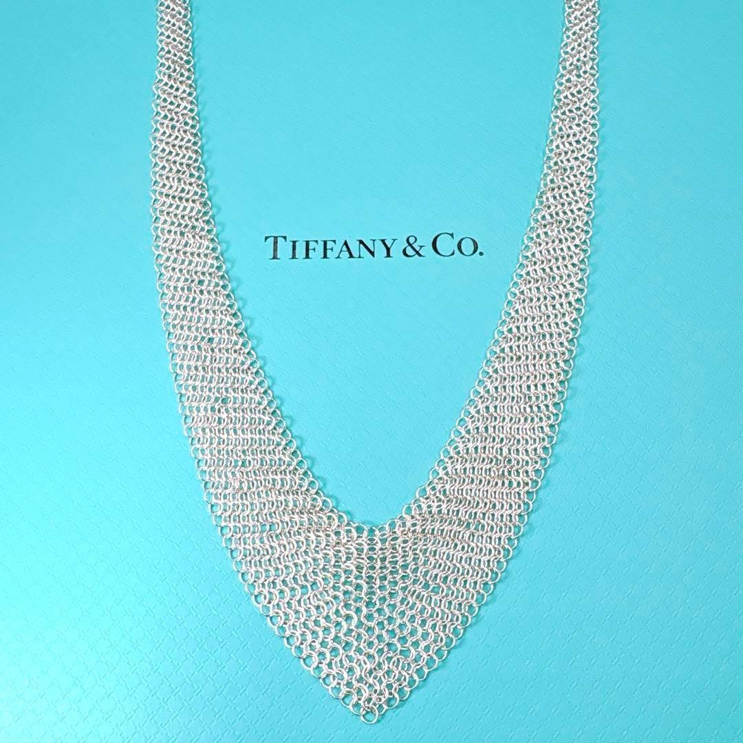 Close To Tiffany & Co Mesh Scarf Necklace In 925 Silver