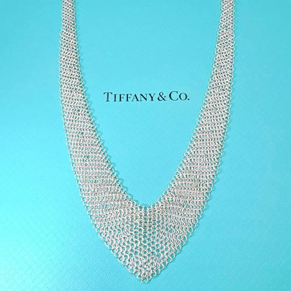 Close To Tiffany & Co Mesh Scarf Necklace In 925 Silver