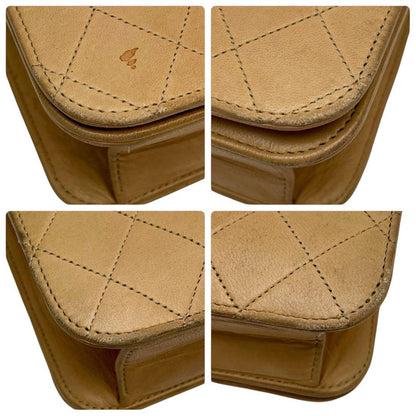 Chanel Quilted Chain Shoulder Bag Lambskin Leather Beige — view 6
