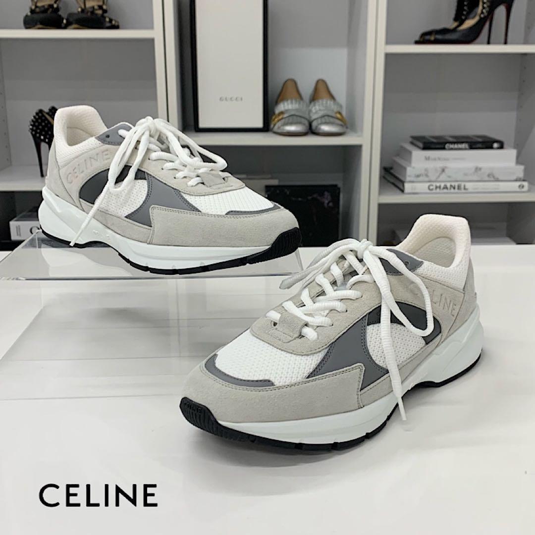 Celine Mesh Suede Logo Sneakers
