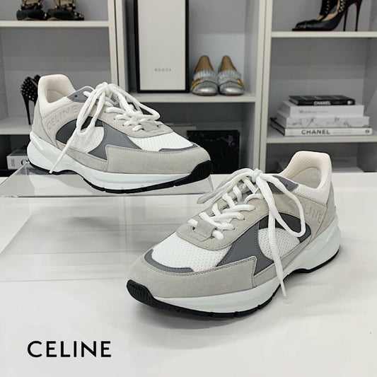 Celine Mesh Suede Logo Sneakers