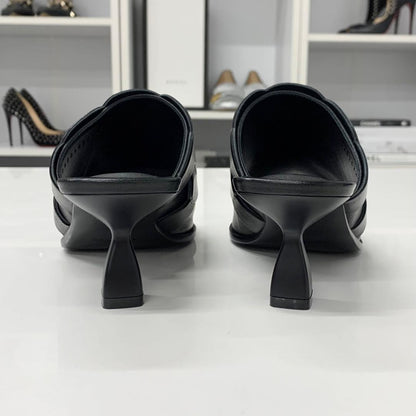 Hermes Hanna 95 Leather Sandals Black — view 6