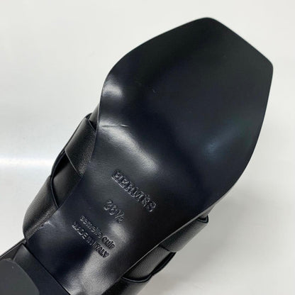 Hermes Hanna 95 Leather Sandals Black — view 9