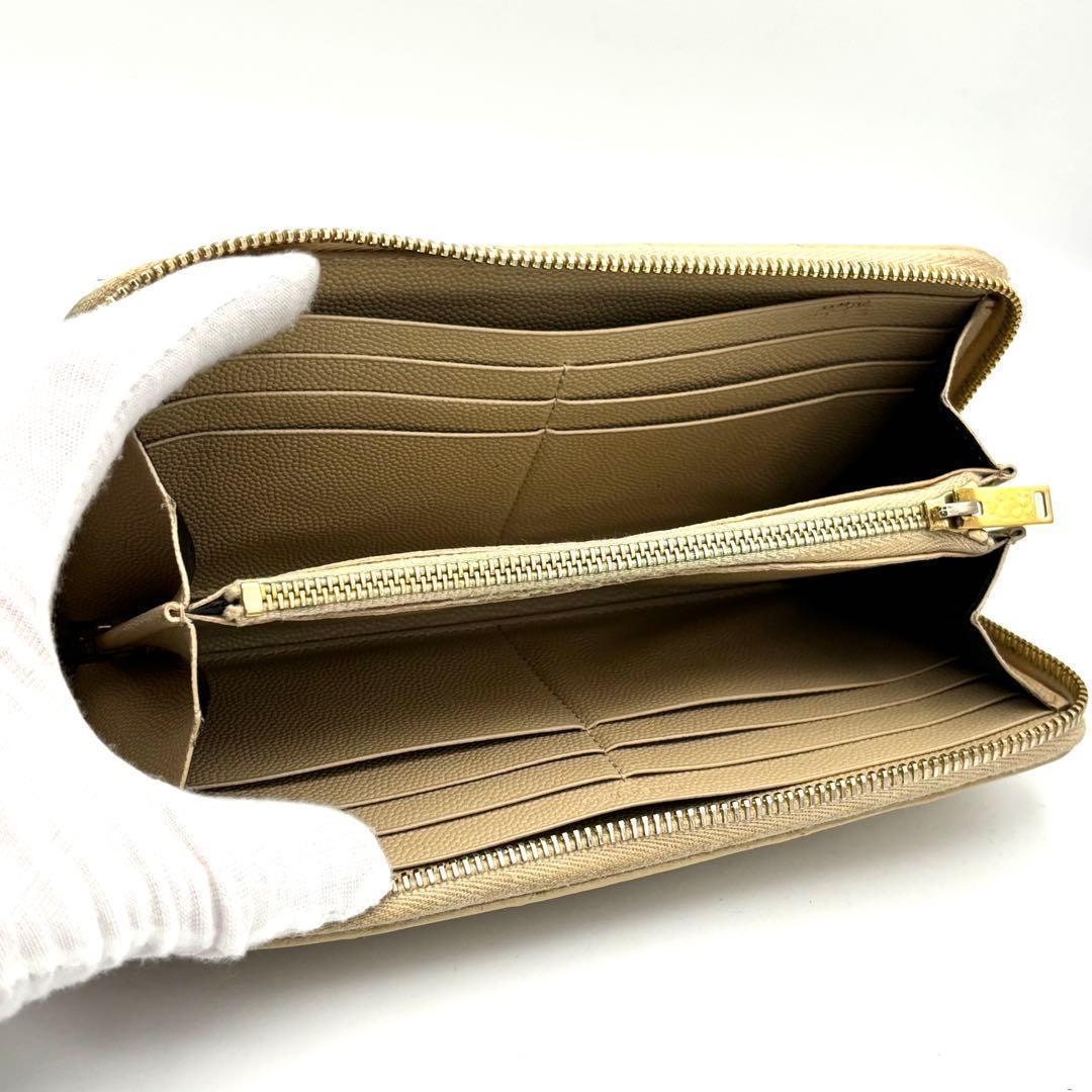 Saint Laurent Zip Around Wallet Stitch Beige Leather — view 3