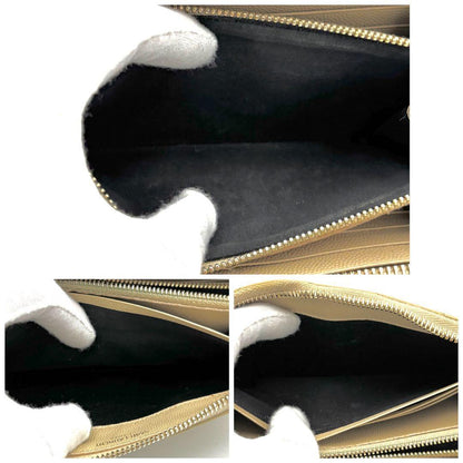 Saint Laurent Zip Around Wallet Stitch Beige Leather — view 4